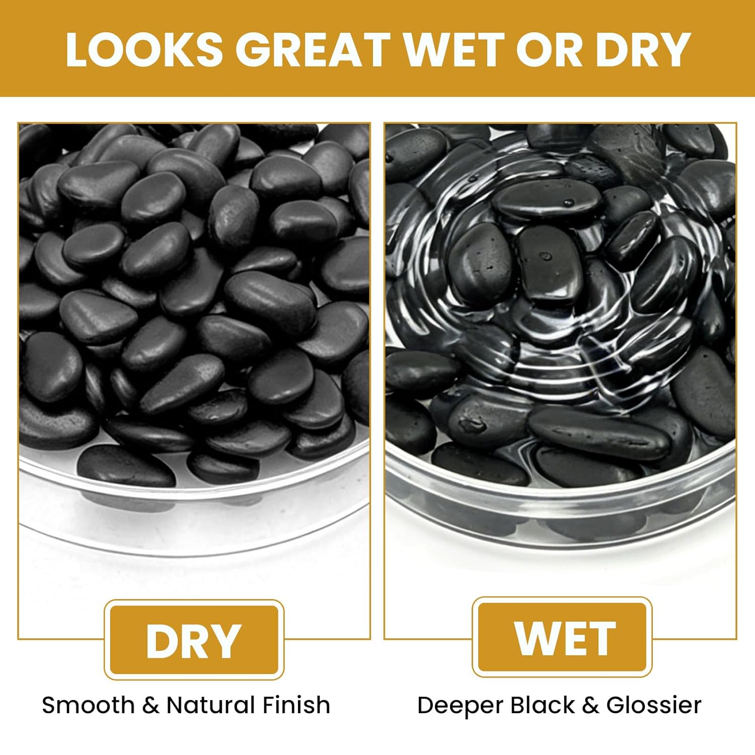 Polished Black River Rocks - 5/8 Inch Decorative Stones for Aquarium, Landscaping, Vase Fillers & Indoor Plants,Highly Polished Jet Black Pebbles for Garden, Succulents, Home Decor-12LB