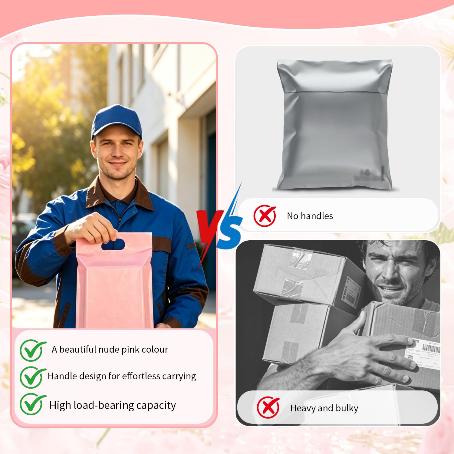 50 Pezzi 30×40 cm Buste per Spedizioni Perforate con Maniglie Buste Spedizione Autoadesive Busta per Spedizione Impermeabile Resistente Rosa per la spedizione di Piccoli Oggetti