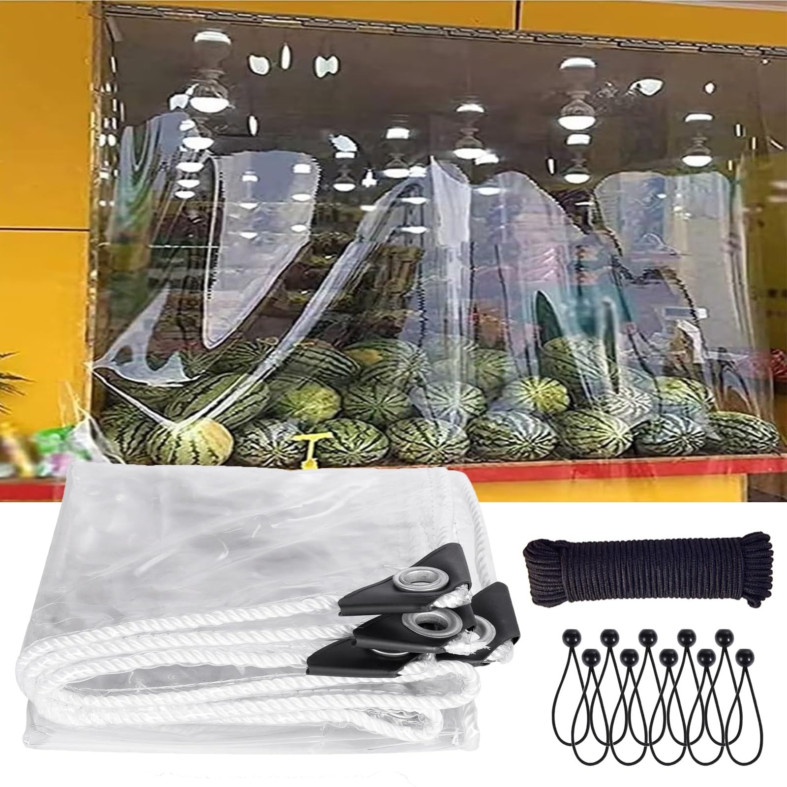 KLGFBDC Clear Tarpaulin Rainproof Polytarp 200x300 cm / 6.6x9.8 FT, 0.38(mm) Thickened Soft Glass Plastic Wind Curtain Tarps, for Home Patio Balcony Garden Porches Pavilion Chicken Nursery Plants