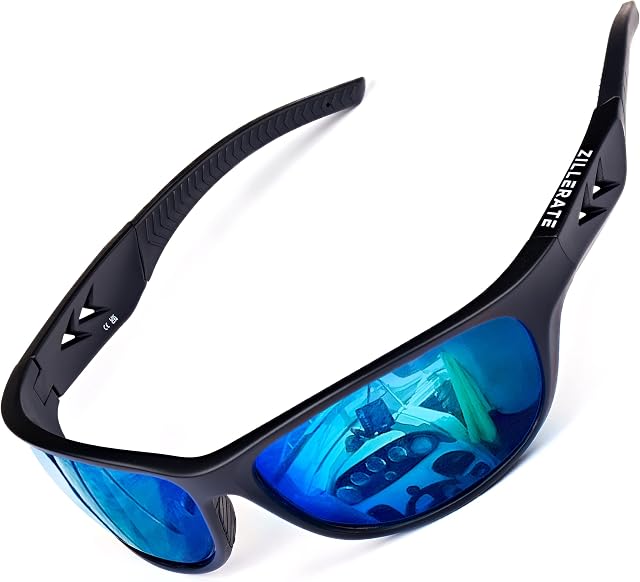 ZILLERATE Occhiali da Sole Sportivi Polarizzati per Uomo e Donna, Ciclismo, Pesca, Golf, Corsa, Guida, Vela, Sci, Protezione UV400, Montatura TR90 Leggera e Avvolgente, Accessori con Custodia Rigida