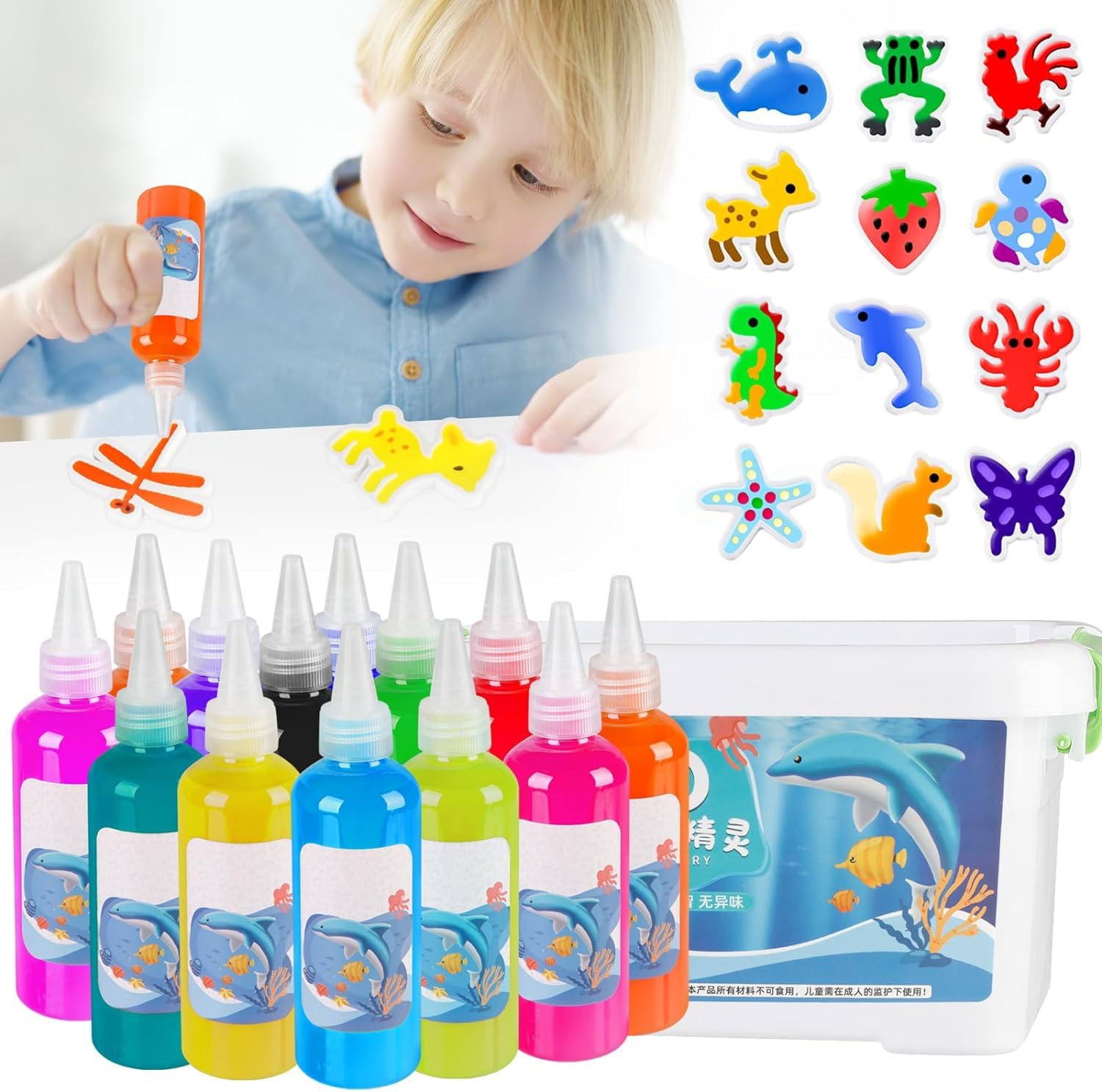 12+1 Colors Magic Water Toy Kit,Creative Magic Water Toy Creation kit,Handmade Water Toys Modern Mint, Children's DIY Fairy Marine Life,DIY Sea Life Toys for Kids Birthday Gifts
