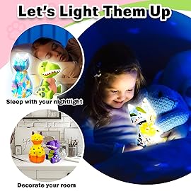 FUNZBO 2Pcs Paint Your Own Dinosaur & Cat Lamp - Arts and Crafts Supplies Painting Kits for Kids Teens, DIY Night Light Toy for Toddler Girls Boys Ages 3 4 5 6 7 8 9 10 11 12 Christmas Birthday Gifts