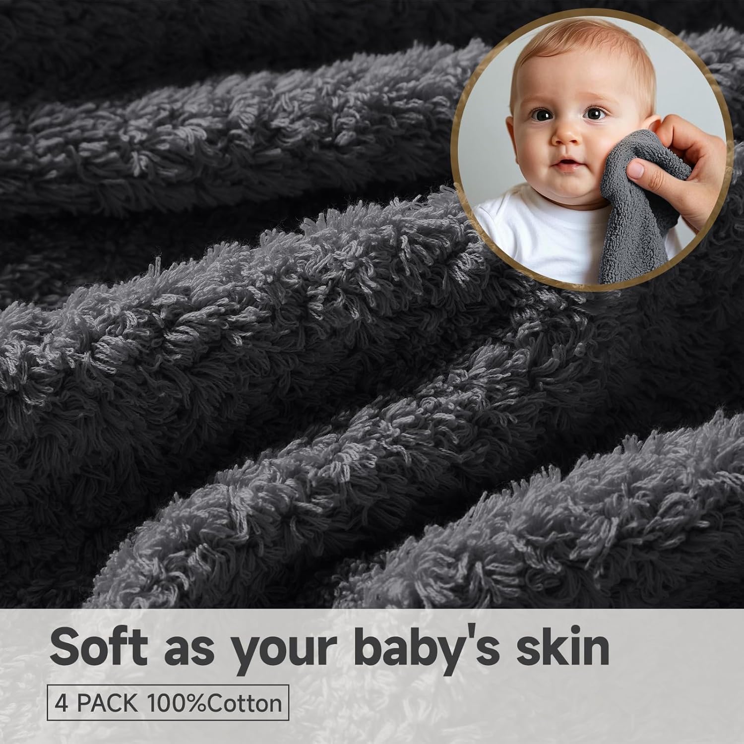 REDKISS Ultra-Plush Bath Towel Set - 900GSM Premium Thick Cotton for Bathroom & Spa, Super Absorbent Quick-Dry Bath Sheets with No Shedding (4-Piece Set for Luxury Hotel & Home Use)-Smoky Grey - Image 4