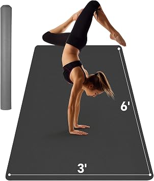 Stepwaver Extra Large Yoga Mat 6x31/4" Thick, Non-Slip, Ultra Durable, Wide Workout Mat, Wide Exercise Mats for Home Workouts, Yoga, Pilates, Stretching Barefoot Exercise - Black