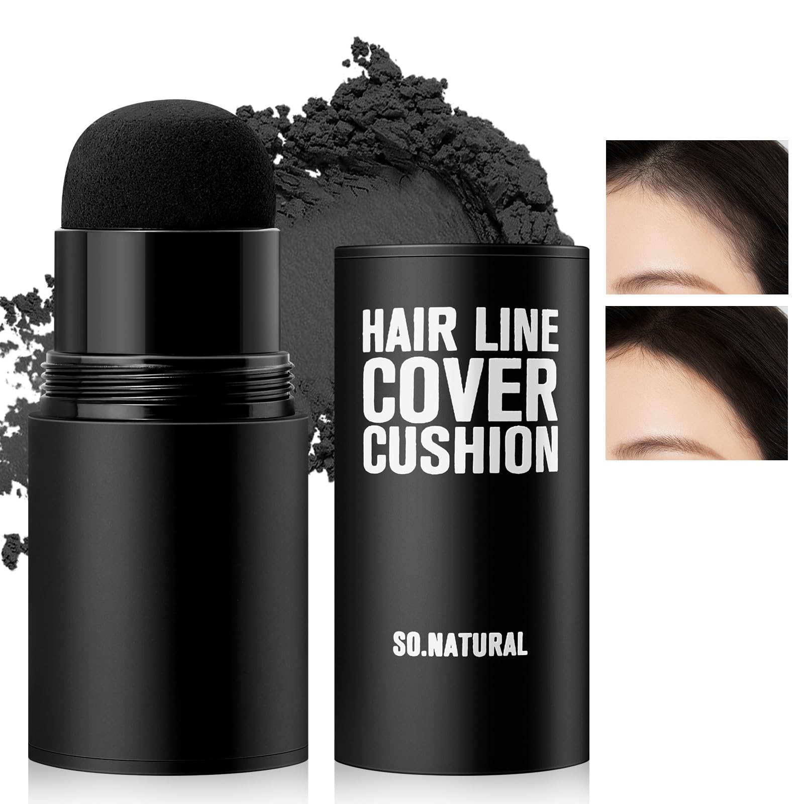 Boobeen Hairline Shadow Stick, Hair Root Concealer & Touch Up Powder With Sponge, Instant Cover Up For Thinning Grey Hair