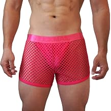 JOCKMAIL Mens Mesh Boxer Briefs Hot Low Waist Sexy Uderwer Breathable Fishnet Trunks