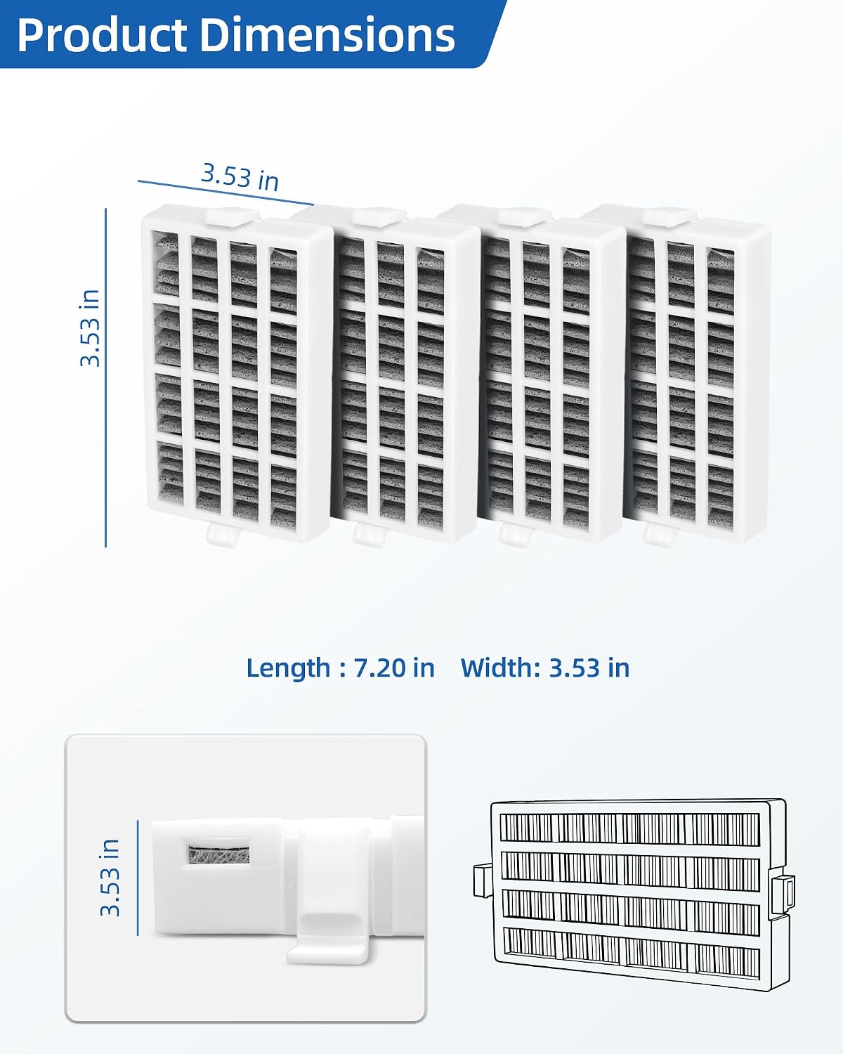 WRF560SEHZ00 WRF560SEYM05 Air Filter Fit for Whirlpoo Refrigerator