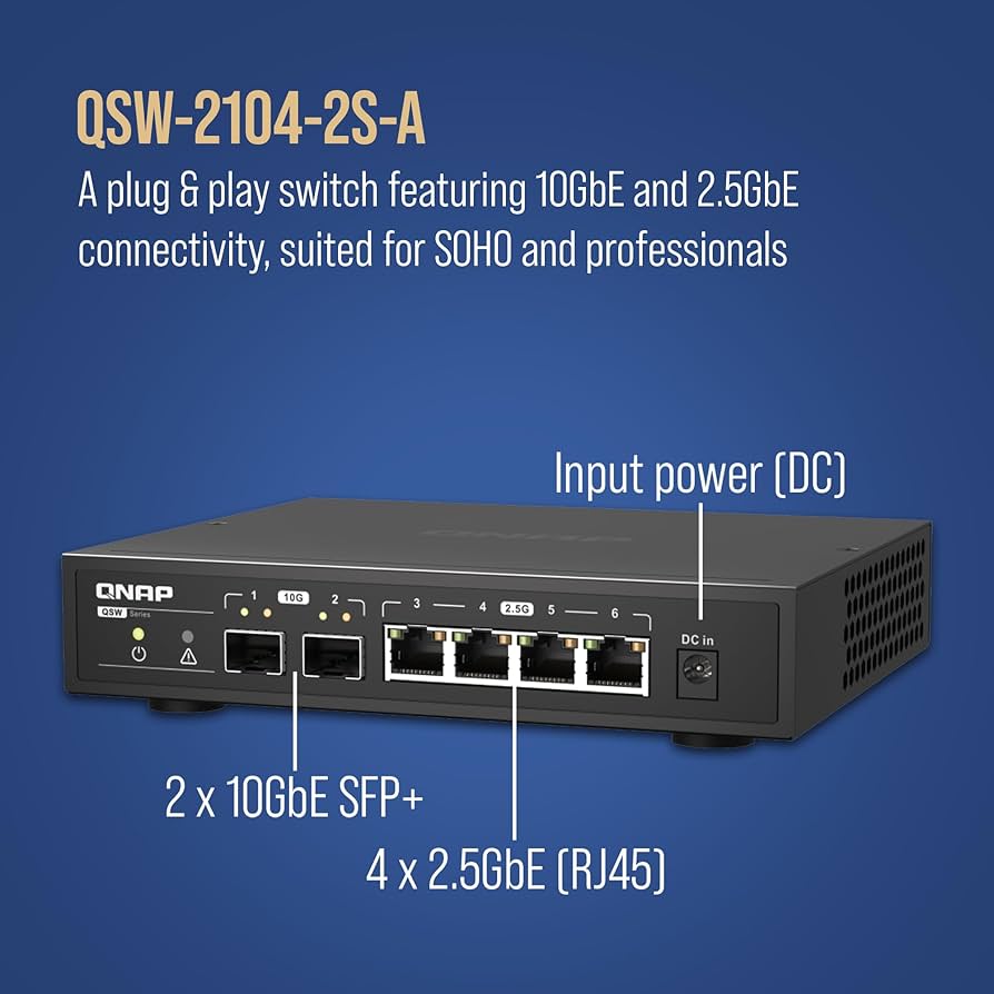 QNAP 10G/2.5G LANハブ QSW-2104-2S SFP+RJ45 QNAP 10G/2.5G LANハブ QSW-2104-2SとSFP+RJ45