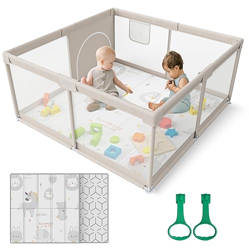 Miniatura 7 de ZEEBABA Corralito para bebés, 71 x 47 pulgadas para bebés y niños pequeños, corralito para niños, corralitos de juego para bebés y niños pequeños