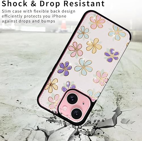 Miniatura 177 de UEEBAI Funda tipo cartera para iPhone 15 Pro Max con tarjetero, cubierta de cuero PU con soporte, bloqueo RFID, doble cierre magnético, relieve de