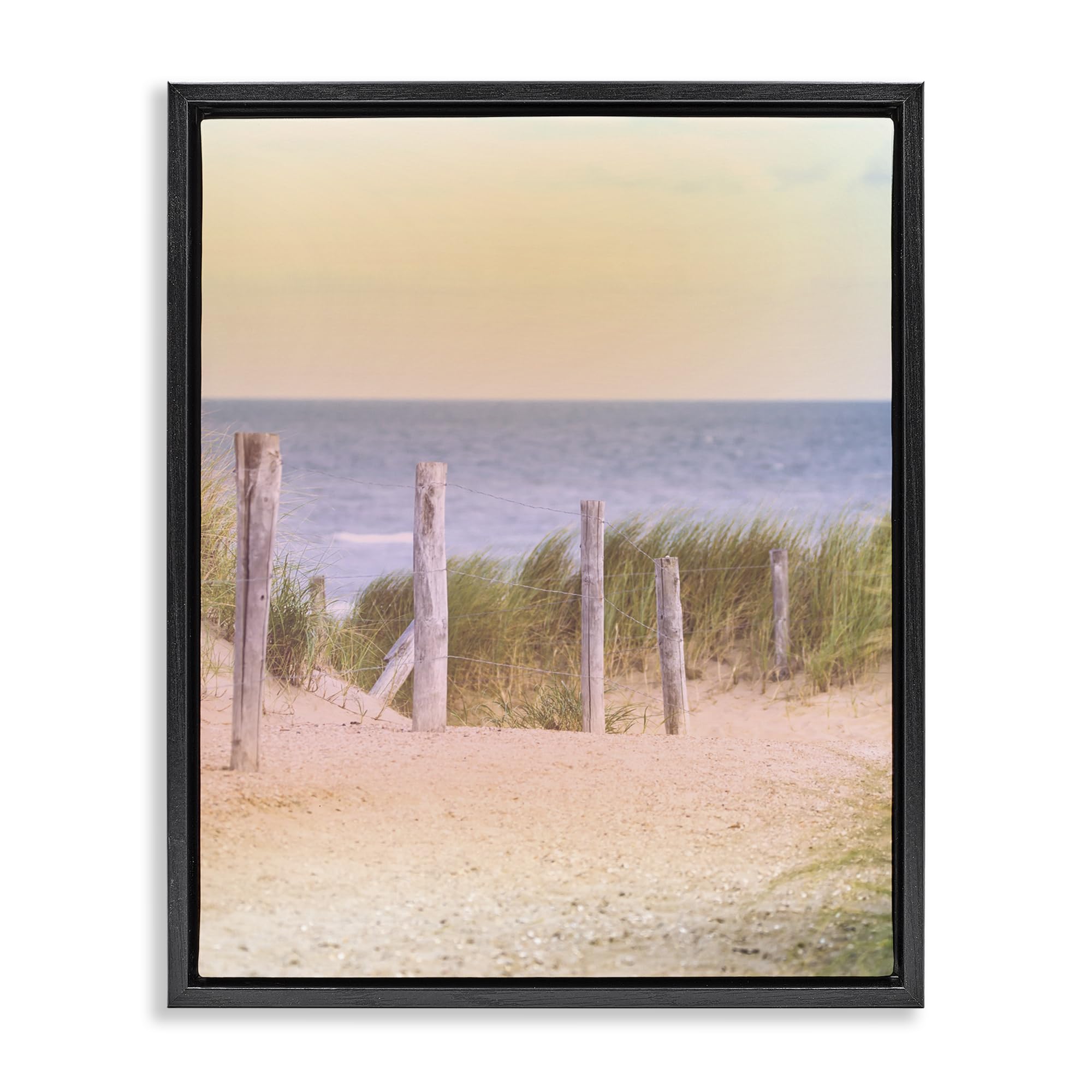 Stupell Industries Jet Black (Matte) 'Carefree Beach Vacation'| Floating Frame Canvas Art