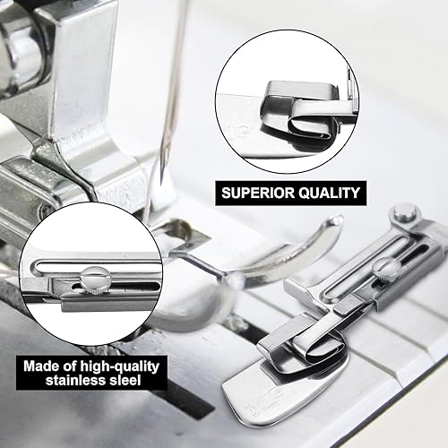 Miniatura 4 de Pie de dobladillo enrollado estrecho ajustable de 0.59 a 0.98 pulgadas, con 1 herramienta de extracción, herramienta de guía de costura, accesorios