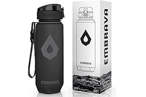 Embrava Water Bottle 18 Oz. BPA-Free Plastic Sports Water Bottle with Time Markers