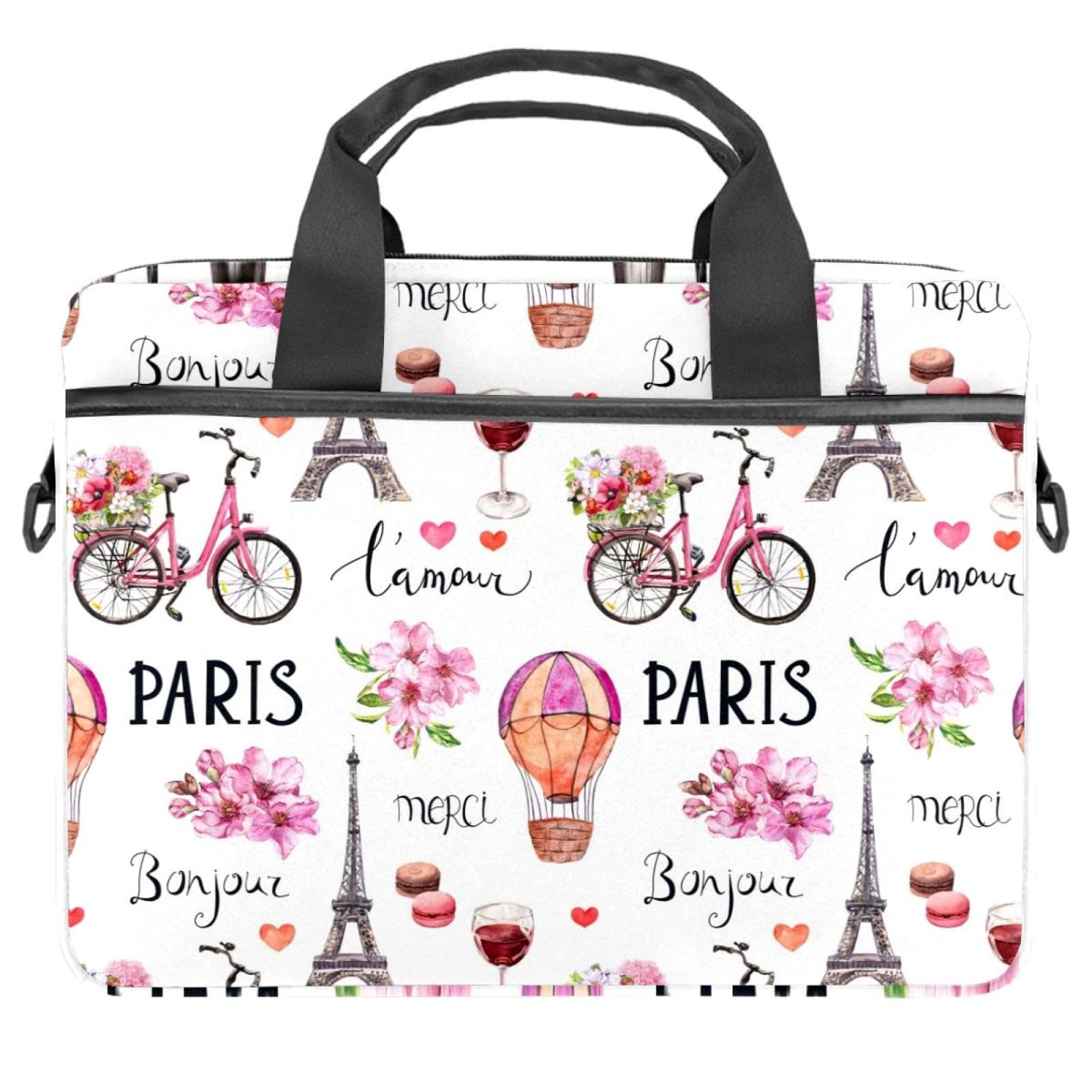 Maletín para portátil de 14 pulgadas con diseño de globo aerostático y flores rosas multicolor 8