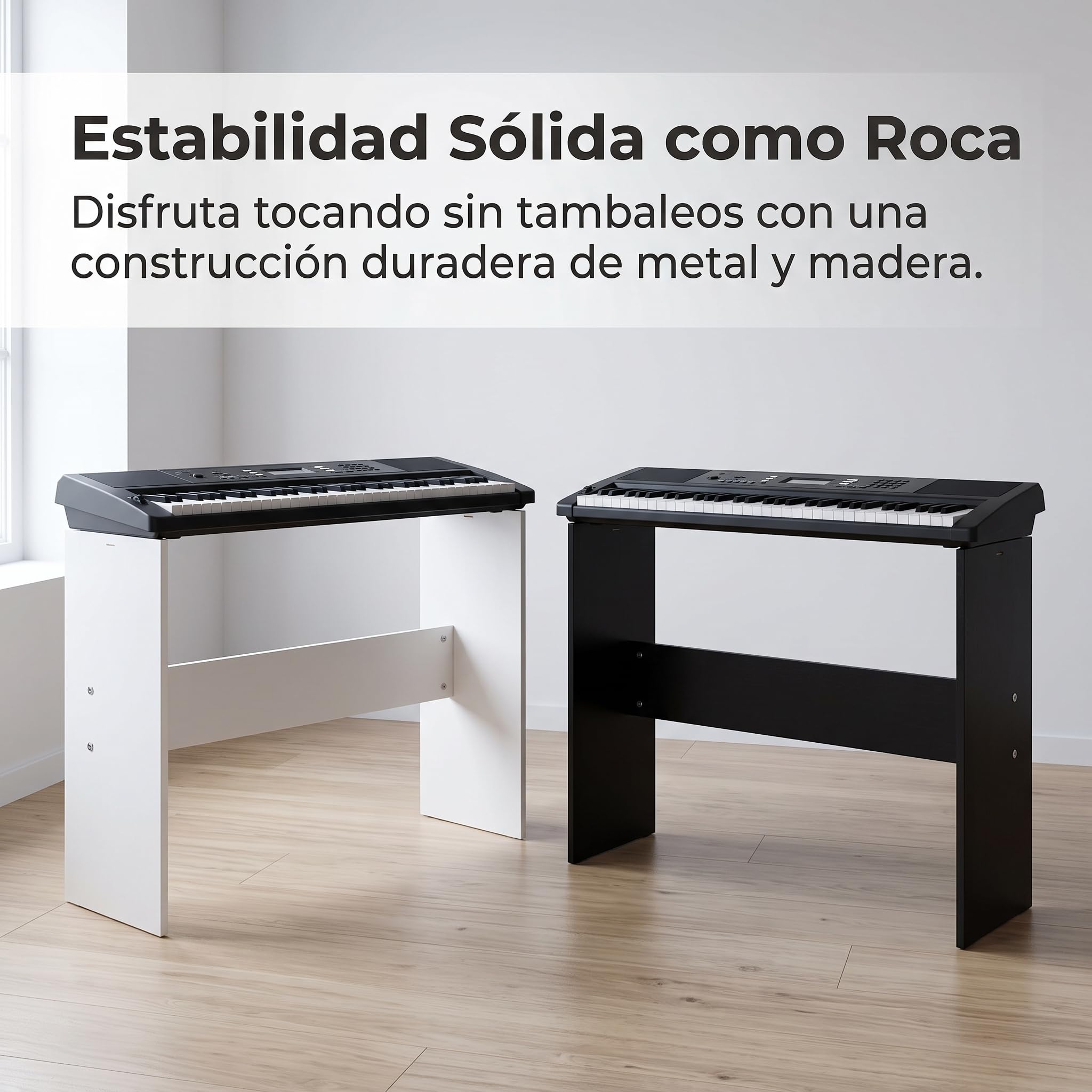 Soporte para Teclado Eléctrico Soporte Base Atril Estructura de Teclado con Diseño Universal para la Mayoría de Pianos de 61 Teclas Estable de Hierro