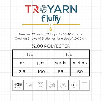 Troyarn Fluffy (1- Skeins Pack) 100% Polyester Comfy Chunky Yarn Bulky Weight #5 for Crocheting and Knitting 3.52 oz (100 gr) / 71 Yds (65 m) (10705 - Grey)