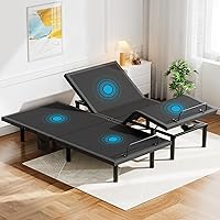 Vista 16 de Pipishell - Base de cama ajustable tamaño Queen con masaje, base de cama eléctrica con inclinación de la cabecera y las patas, puertos USB-A