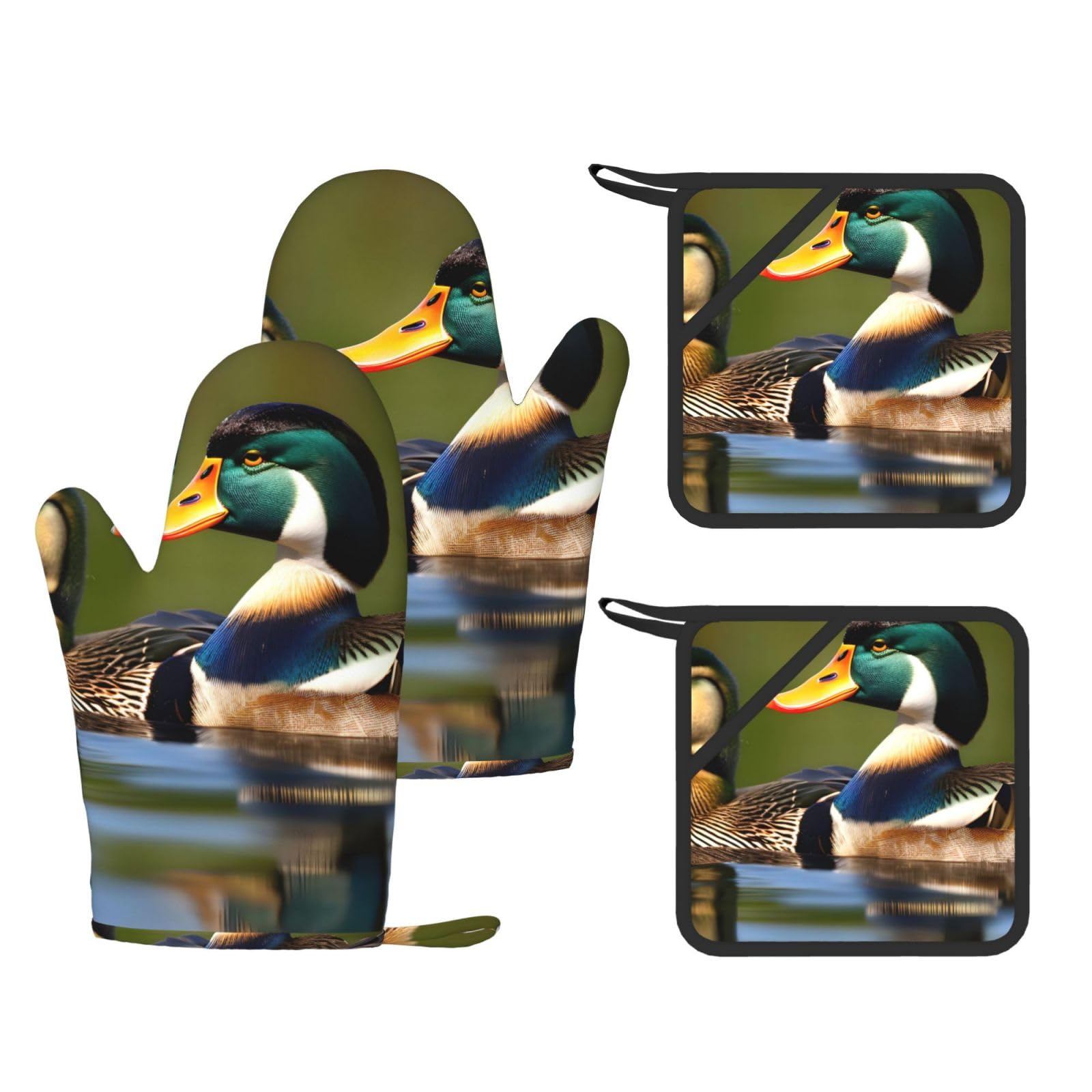 Maniques en silicone antidérapantes contre les brûlures de plats chauds motif canard