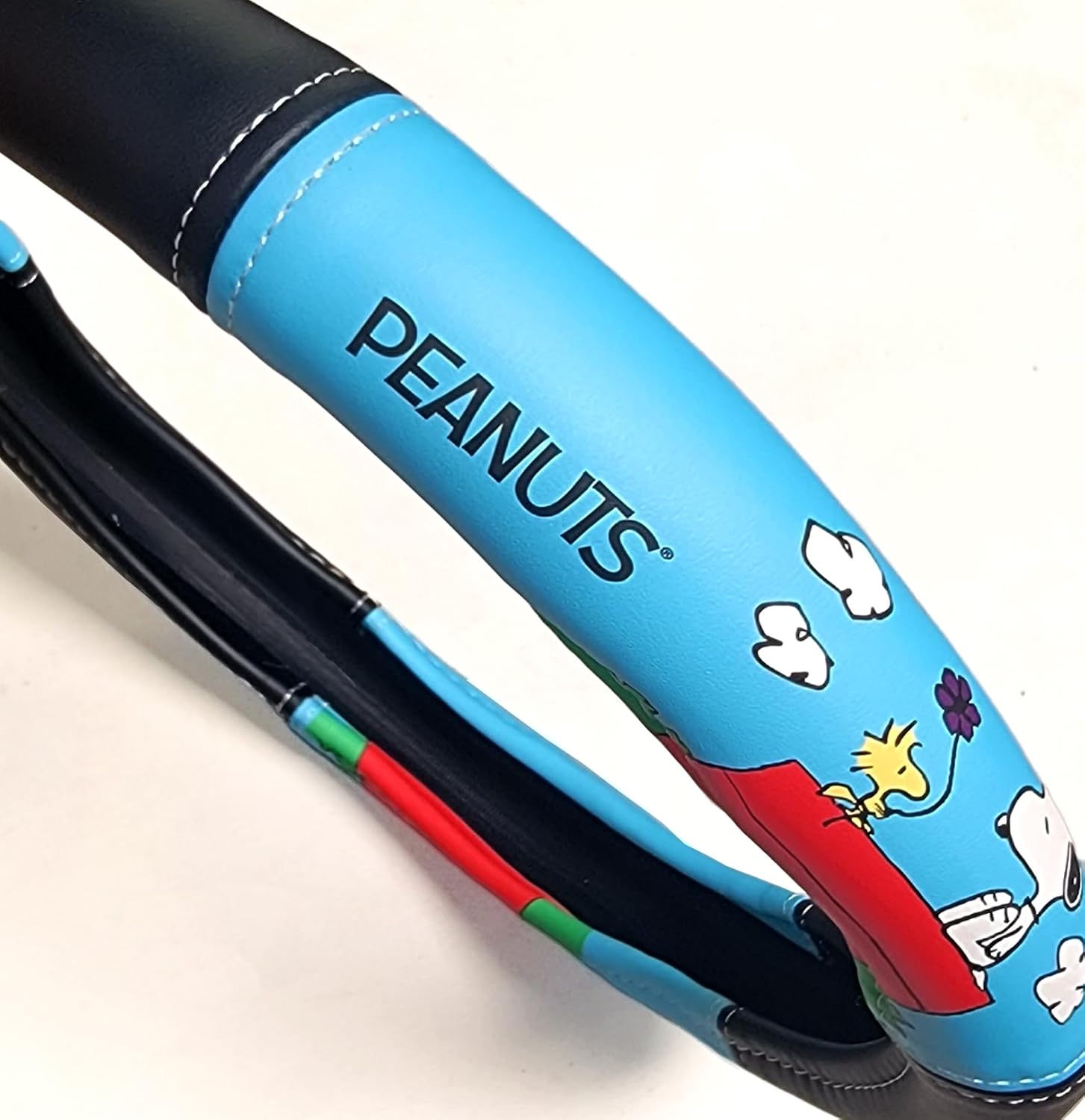Peanuts Snoopy & Woodstock Dog House Car Sunshade Steering Wheel Cover 3D Keychain Air Freshener Bundle Set (Dog House Sunshade Steering Wheel Cover Keychain Set)