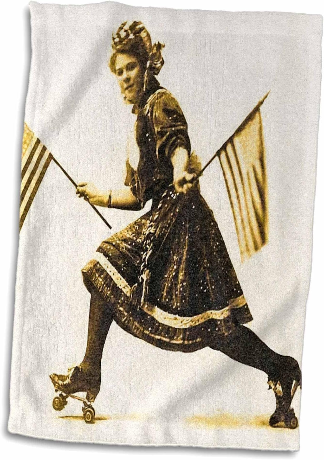 GlobalNiche® Patriotic American Roller Skating Suffragette Vintage Early 1900S" Hand Towel, 15" x 22"