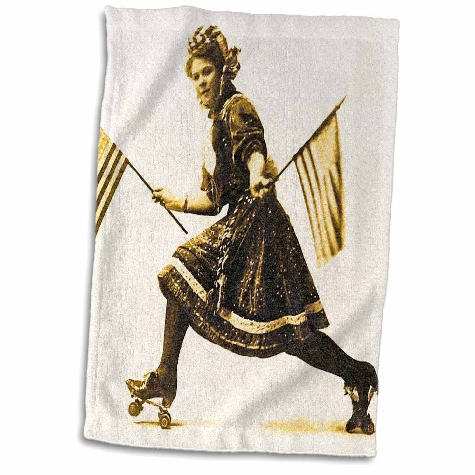 GlobalNiche® Patriotic American Roller Skating Suffragette Vintage Early 1900S" Hand Towel, 15" x 22"