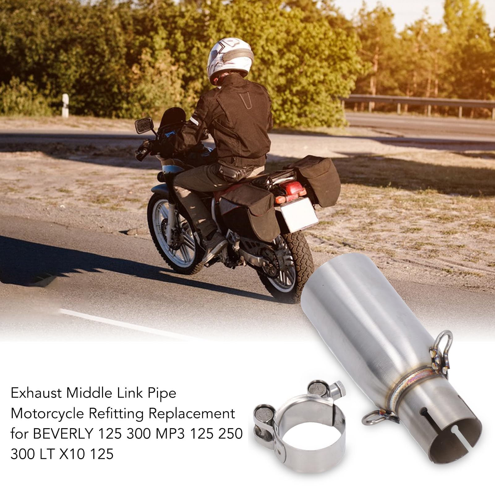 Tuyau Central D'échappement de Moto, Tuyau de Liaison Intermédiaire D'échappement en Métal de Moto pour BEVERLY 125 300 MP3 125 250 300 LT 125
