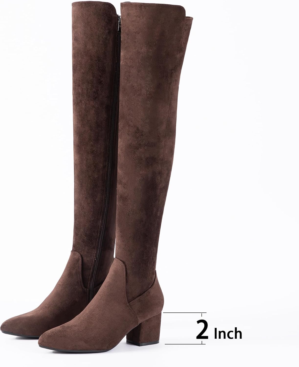 N.N.G Women Over Knee Boots Suede Thigh High Long Comfort Black Winter Low Square Toe Block Heel - Image 3