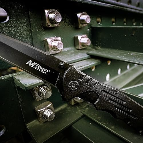 Miniatura 2 de MTECH USA Cuchillo plegable táctico con hoja tanto inoxidable 440, negro