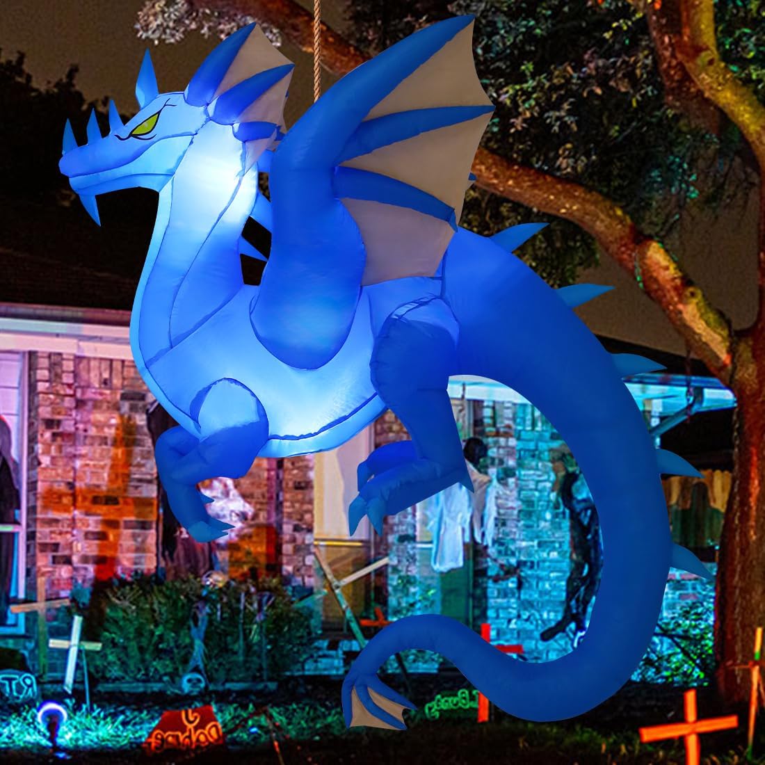 GOOSH 5FT Tall Halloween Inflatables Dragons Outdoor Decorations Blow
