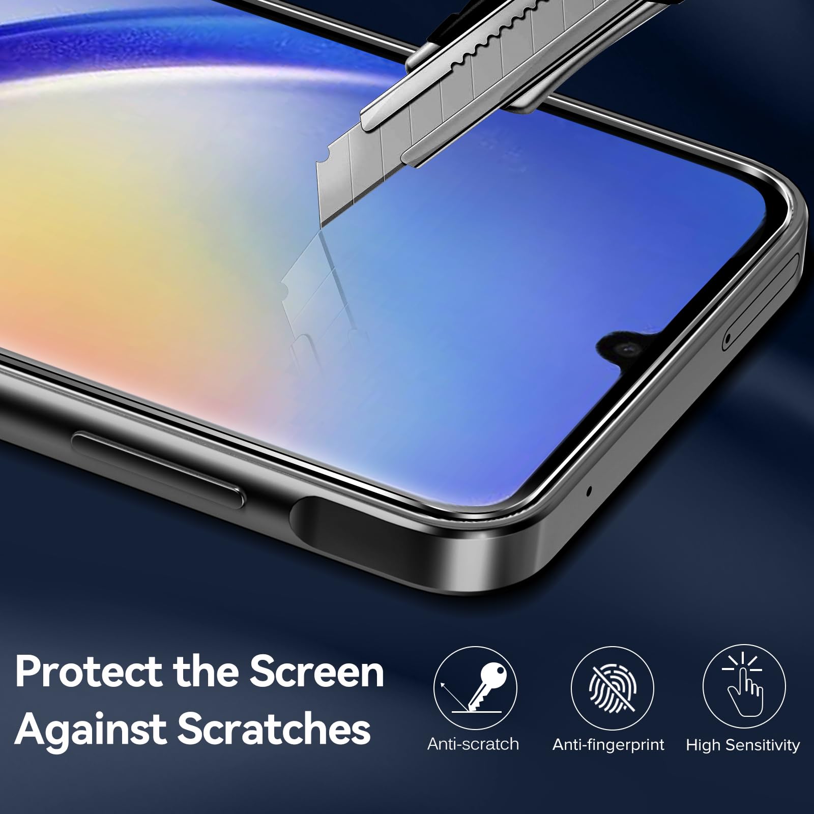 iVoler Cover Opaca per Samsung Galaxy A35 5G con 2 Pezzi Vetro Temperato, [Antiurto di Grado Militare] [Protezione Della Fotocamera] Custodia Traslucida Posteriore Sottile Anti-Impronte Case