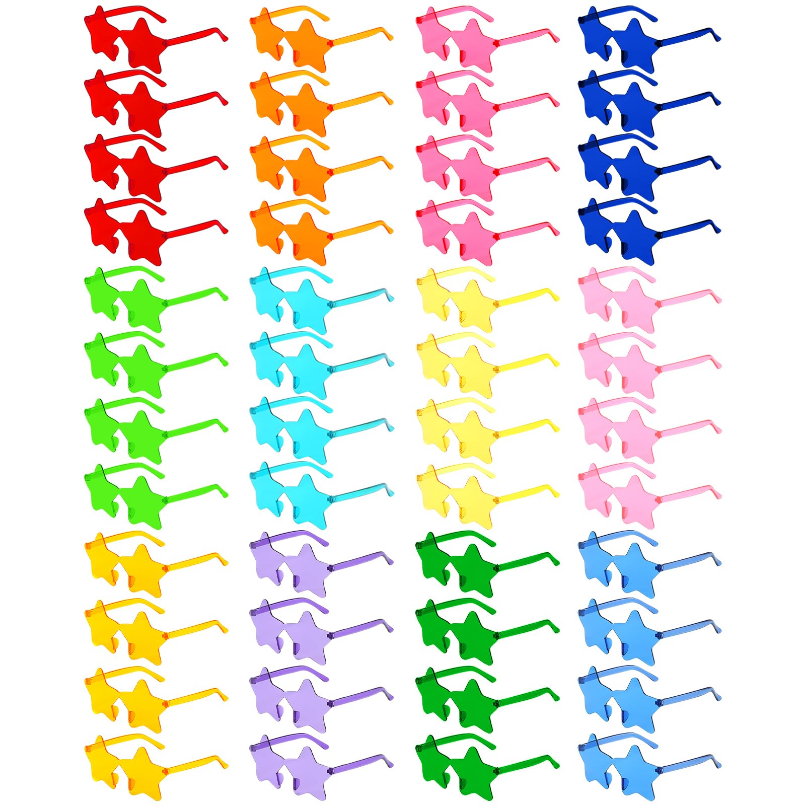 Großhandel 48 Stück randlose Stern-/Herz-Sonnenbrillen, Großpackung für Erwachsene, Unisex, lustige, bunte Stern-Herz-Brillen, Partygeschenke