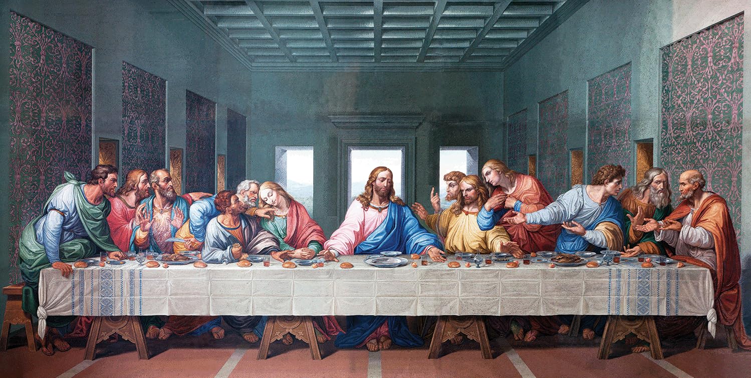 Viventiq Last Supper Painting Without Frame | Reproduction of Last Supper wall Decor | Canvas Painting of Jesus in Big Size 47.5 inch Wide by 24 inch Height
