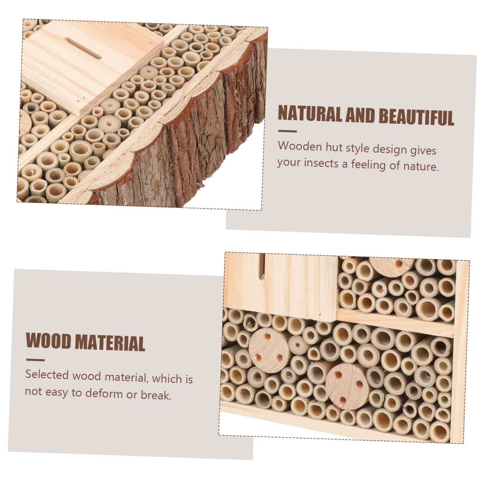 Abaodam Casetta per Insetti da Giardino in Stile Casetta di Legno Beige in Plastica, Funzionale per Mantenere L'ecologia e Attirare Api e Piccoli Coleotteri, Decorazione per Giardino