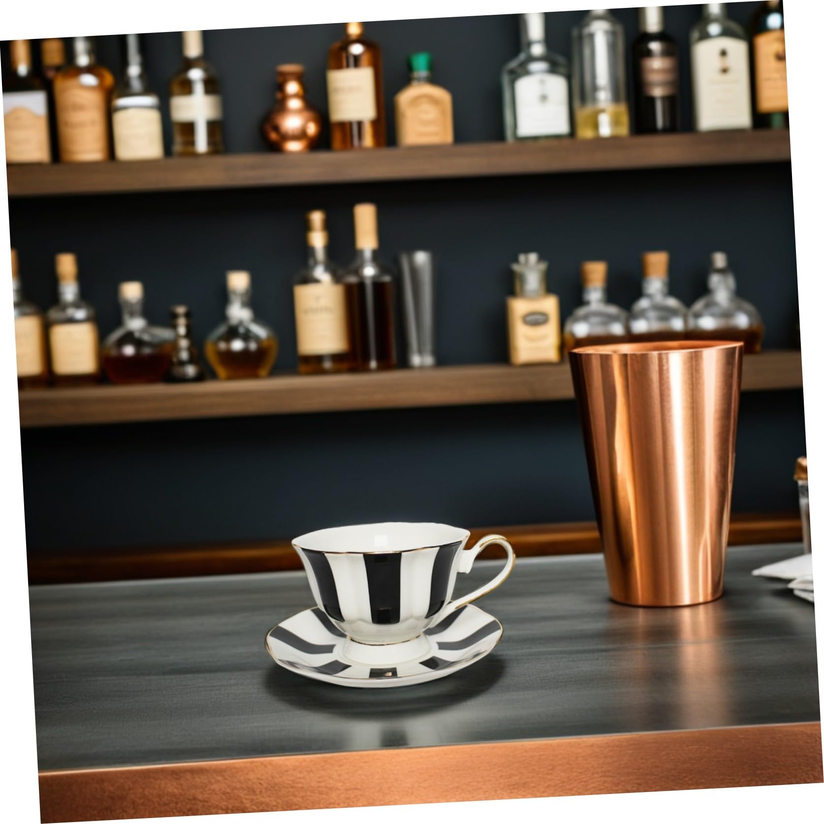 Zerodeko Tazze da Tè e Caffè Vintage con Piattino Pois Ceramica Elegante per Casa Ufficio e Bar Design Semplice e Resistente per Servire Tè e Caffè