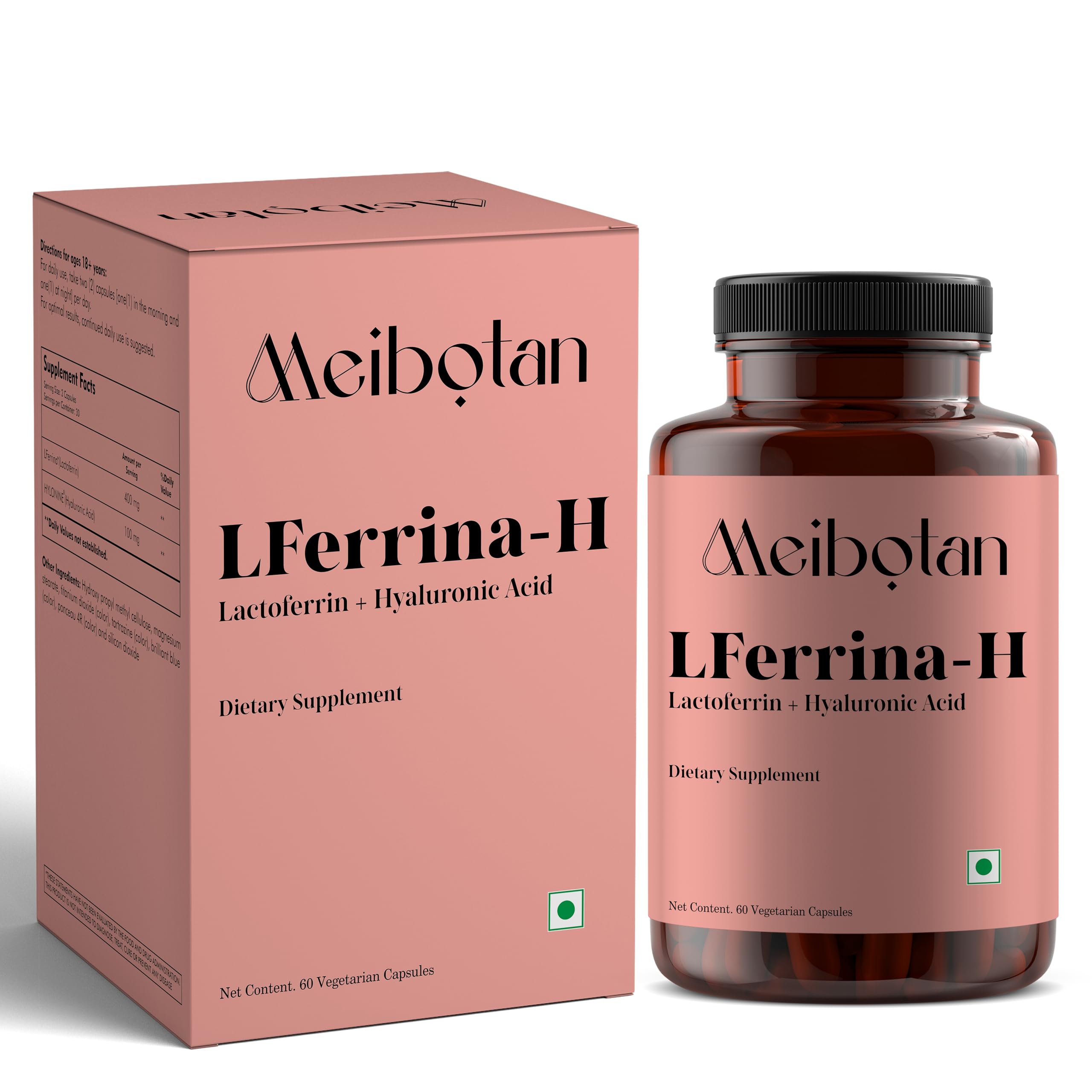 Meibotan lactoferrin supplement with Hyaluronic acid for Men & Women Boosts Immunity,Replenish Skin, Enhance Elasticity,Promotes Skin Health, Reduces Dryness, Flawless radiant - 60 Veg Capsules-image-23