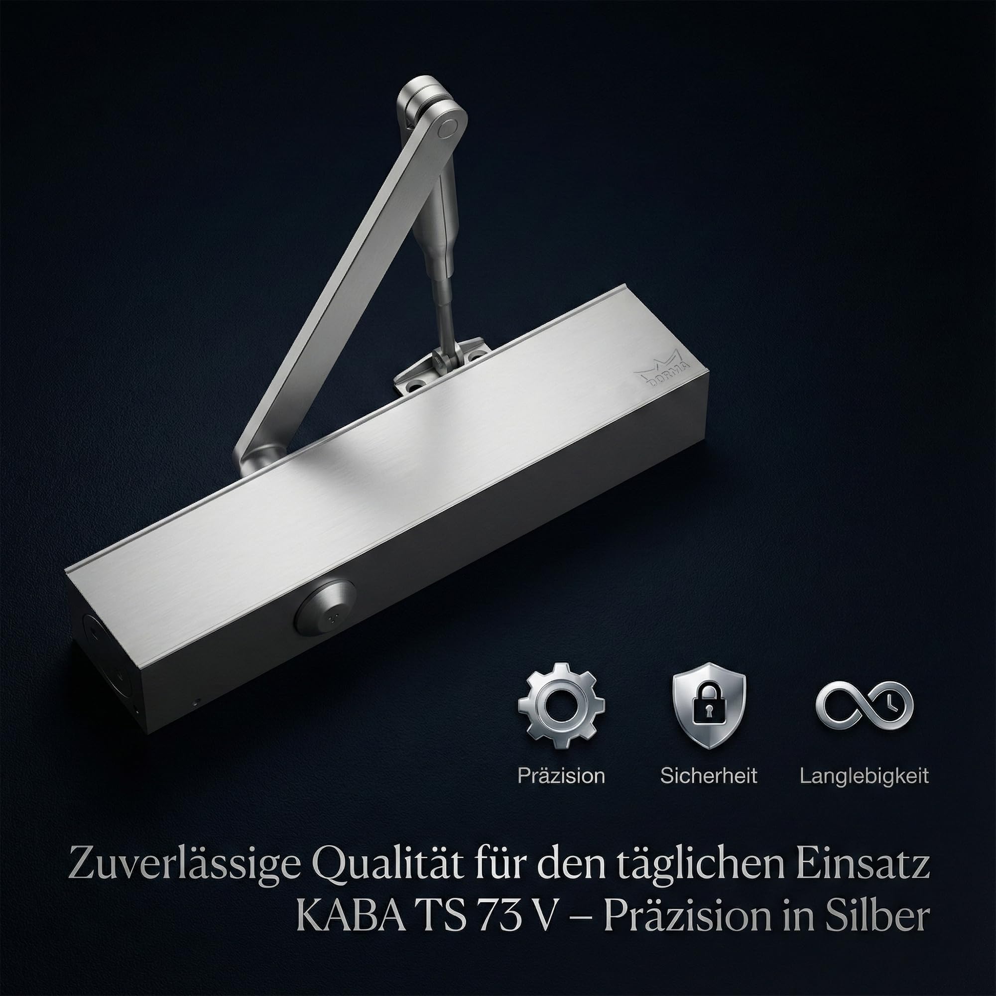 KABA Obentürschließer TS 73 V mit Normalgestänge, Edelstahl, Silber, EN 2-4, Automatischer Türschließer, Türschließer, Standard, Wohn- und Bürogebäude