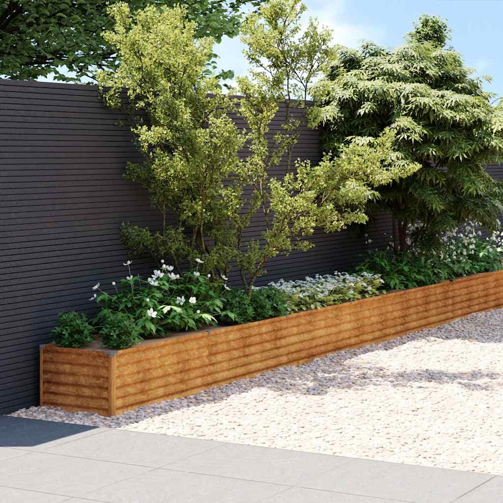vidaXL Hochbeet, Wetterfest Pflanzkasten mit viel Platz, Pflanzkübel Blumenkasten für Balkon Garten, Blumenkübel Gemüsebeet, 1152x50x36 cm Cortenstahl