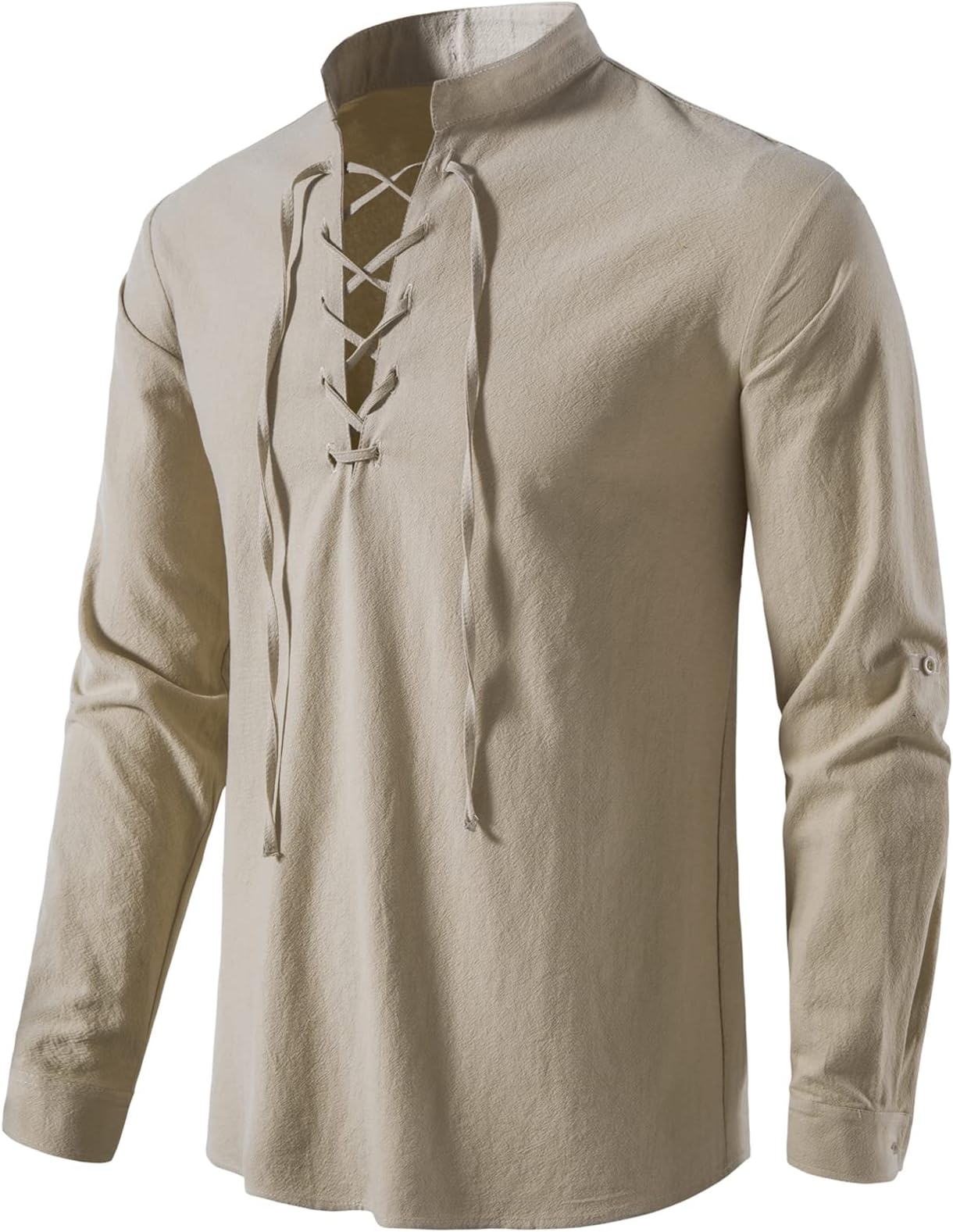 LucMattonMen Classic Lace Up Cotton Shirt Medieval Vintage Costume โฆ