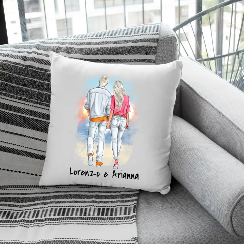 Cuscino Personalizzato Papà E Figlia 40x40 Con Nome E Design Unico - Idea Regalo Festa Del Papà, Compleanno, Natale, Decorazione Casa Made In Italy