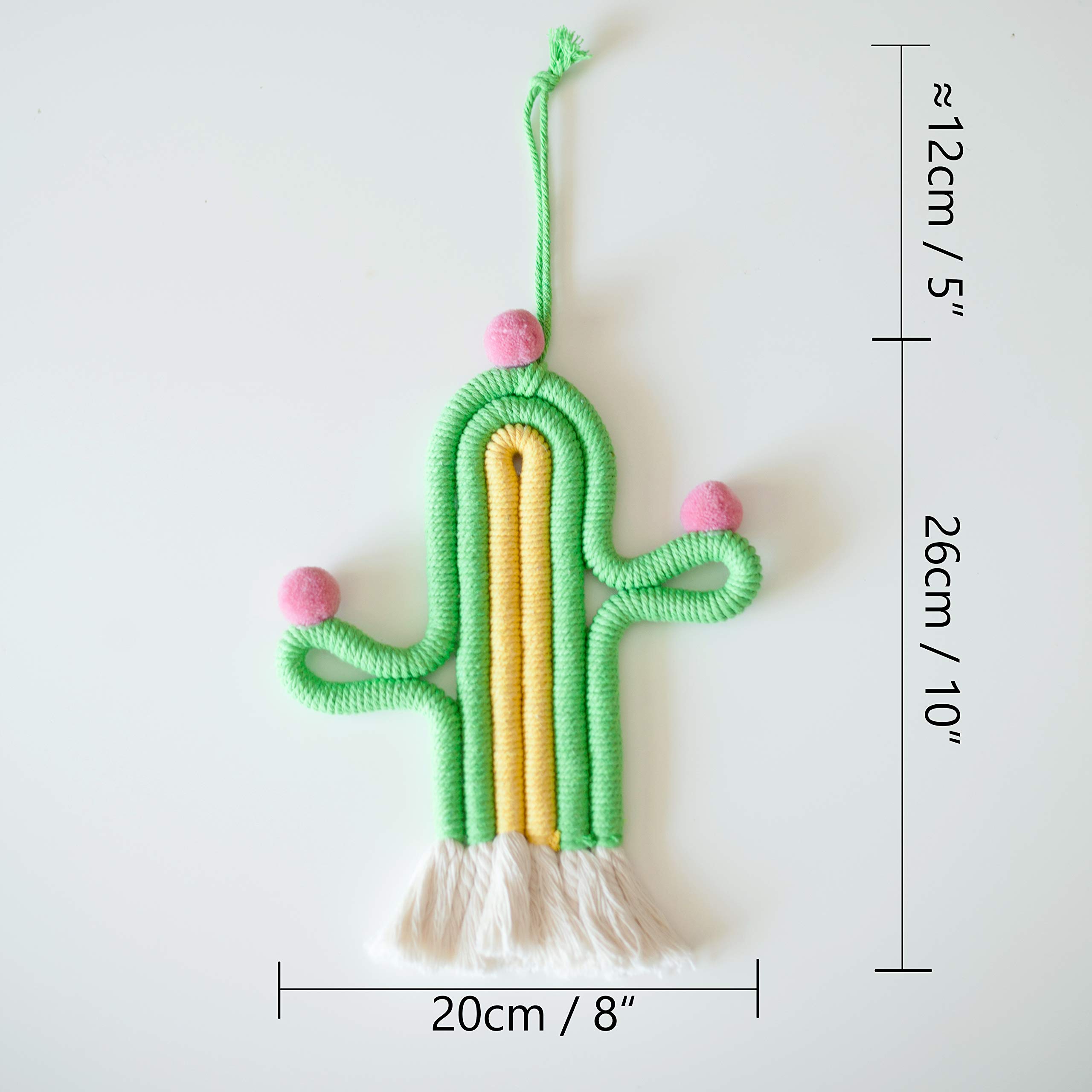 Amazon.de: Makramee Kaktus mit Pom Pom Wandbehang im Boho-Stil, fr  Schlafzimmer, Kinderzimmer, Kinderzimmer, kleine Tapisserie, Seil gewebte  Quaste, Kunst, Heimdekoration, handgemachtes Geschenk (8 x 10)
