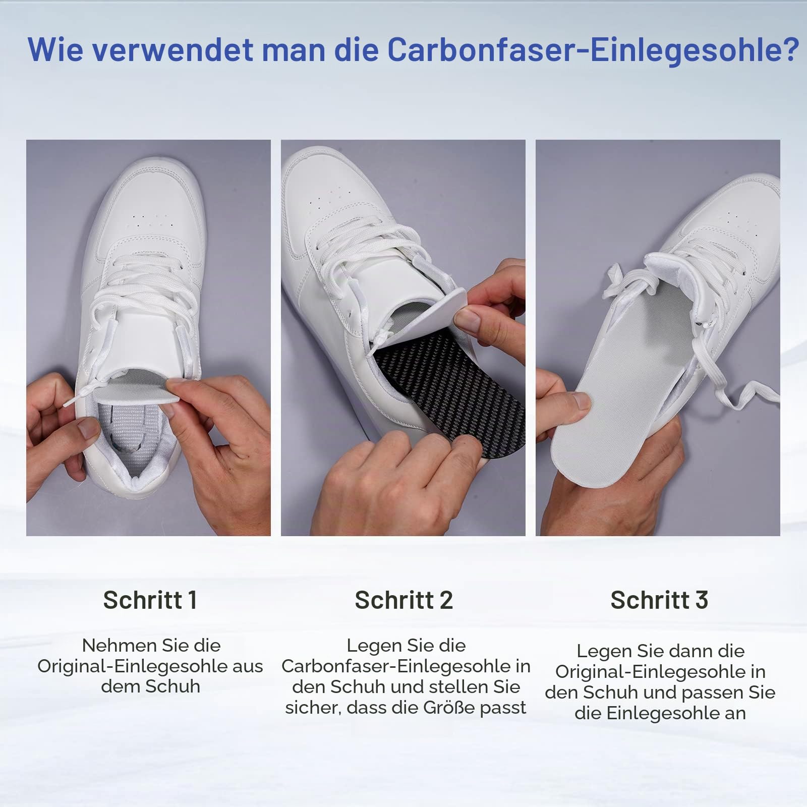 Kohlefaser-Einlegesohle 1 Paar, FAKILO Kohlefaser-Einlegesohlen Schuheinlagen für Damen Herren, starre Unterstützung für Rasenzehen, Fußfrakturen, Hallux Rigidus, Mortons Toe-263mm