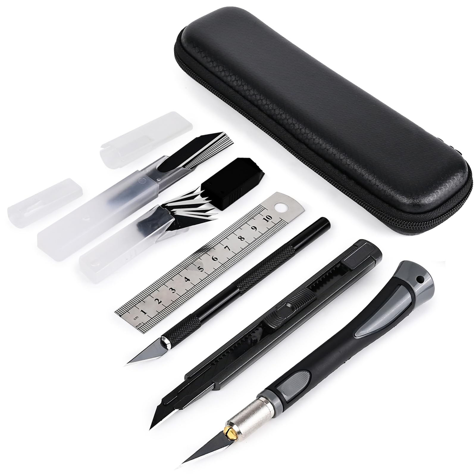 EHDIS Cuter de Precision Kit - Cúter 9mm, 2 Piezas Cuter de Precision, 20 Piezas Cuchillas de Recambio, para Cortar Papel, Cartón, Cortar, Tallar