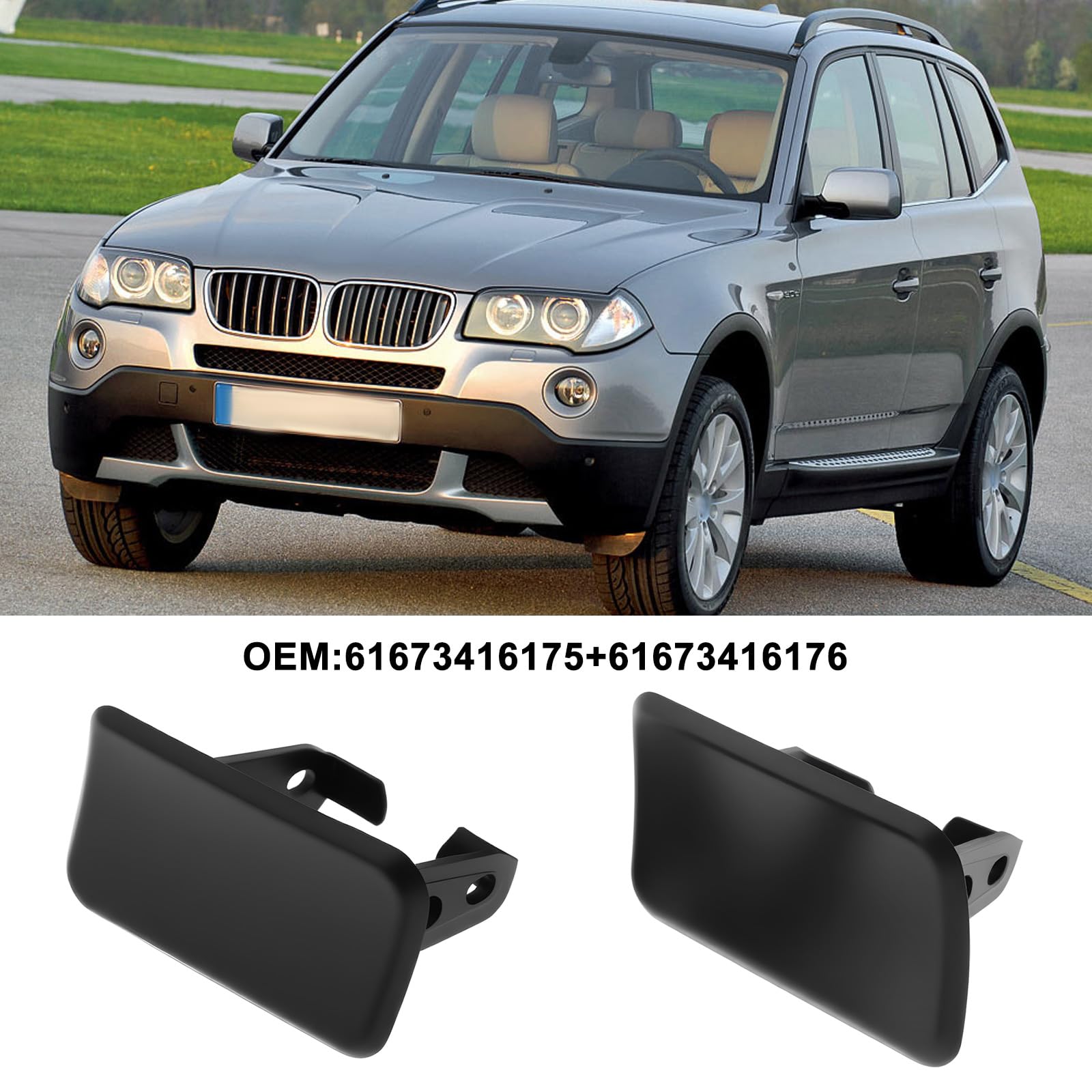 2 szt. osłona dyszy spryskiwacza prawego lewego 61673416175+61673416176 kompatybilna z BMW X3 E83 2004-2010
