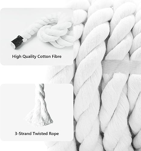 Miniatura 3 de VEIZEED - Cuerda de algodón natural de 1 pulgada x 25 pies, cuerda de algodón blanco para colgar columpios, decoración de manualidades náuticas,