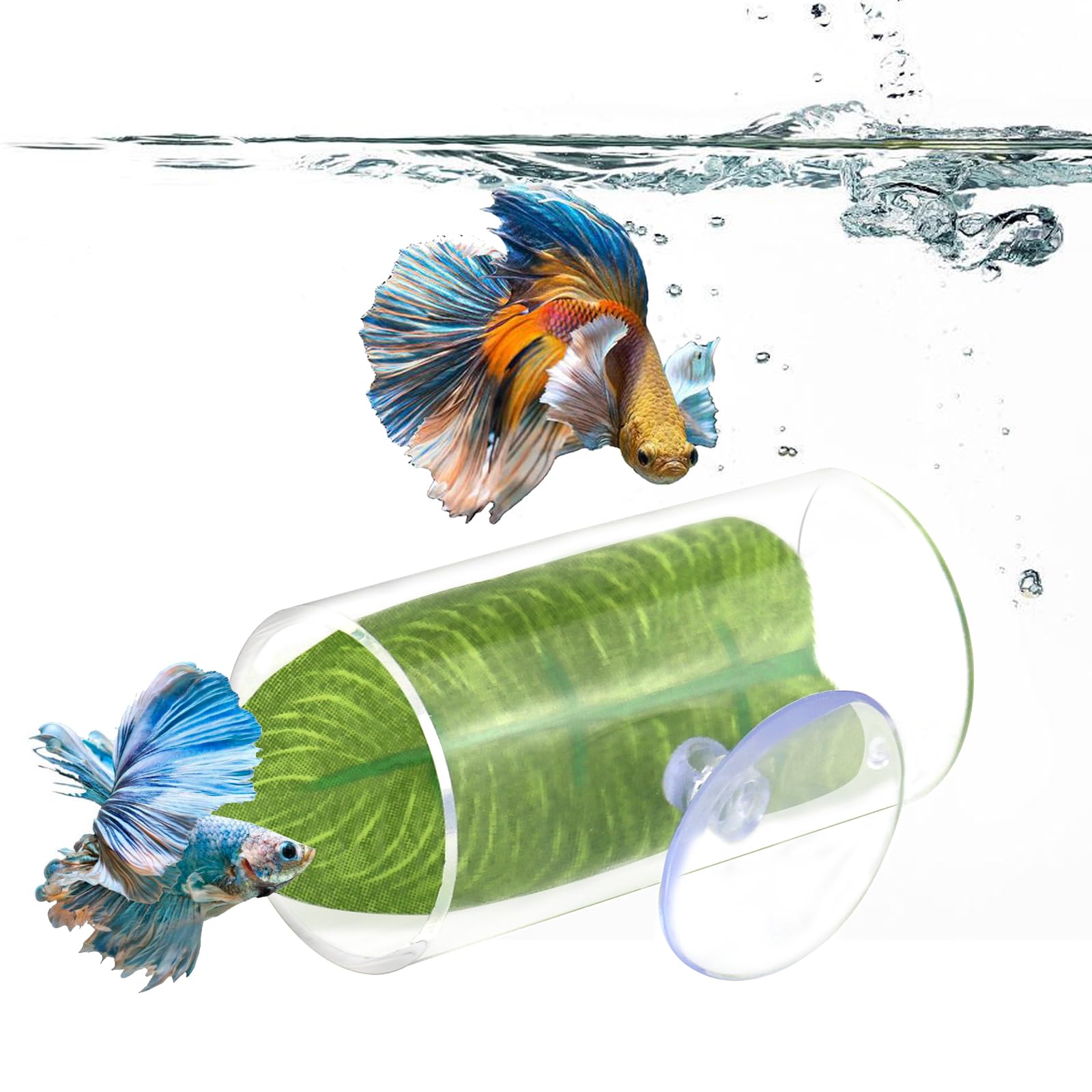 NANEEZOO Betta Fish Toys, Betta Acrylic Tube Tunnel, Hollow Design Betta Fish cave Hideout with Suction Cup, Safer Toys for Small Fish Shrimp Guppies, Aquarium Decor Fish Tank Accessories
