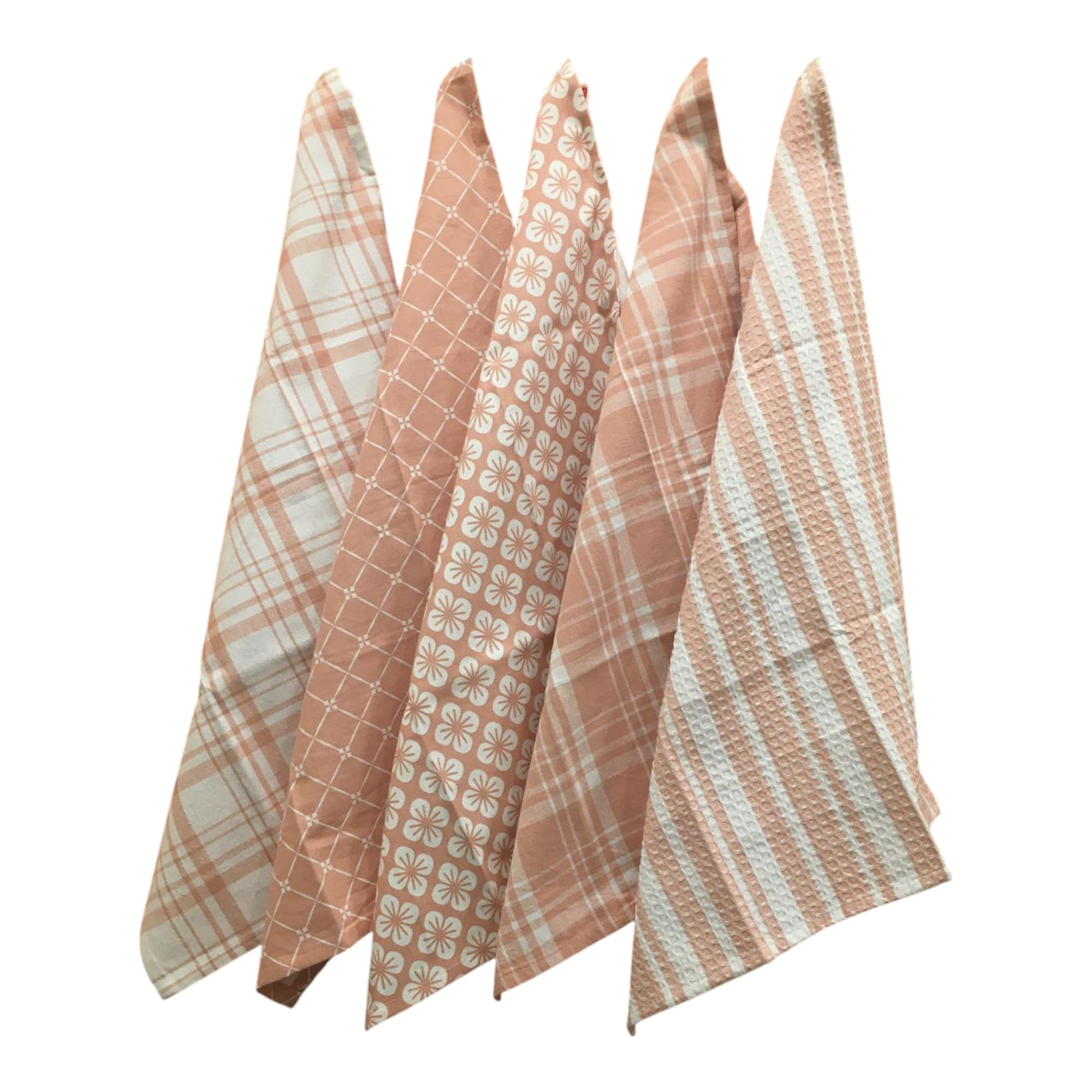 Penguin Home Premium 100% Pure Cotton Tea Towel for Kitchen, Set of 5 Kitchen Towels, Soft & Durable Kitchen Cloths Towel Set, Machine Washable, 65 x 45 cm Colour - Pink