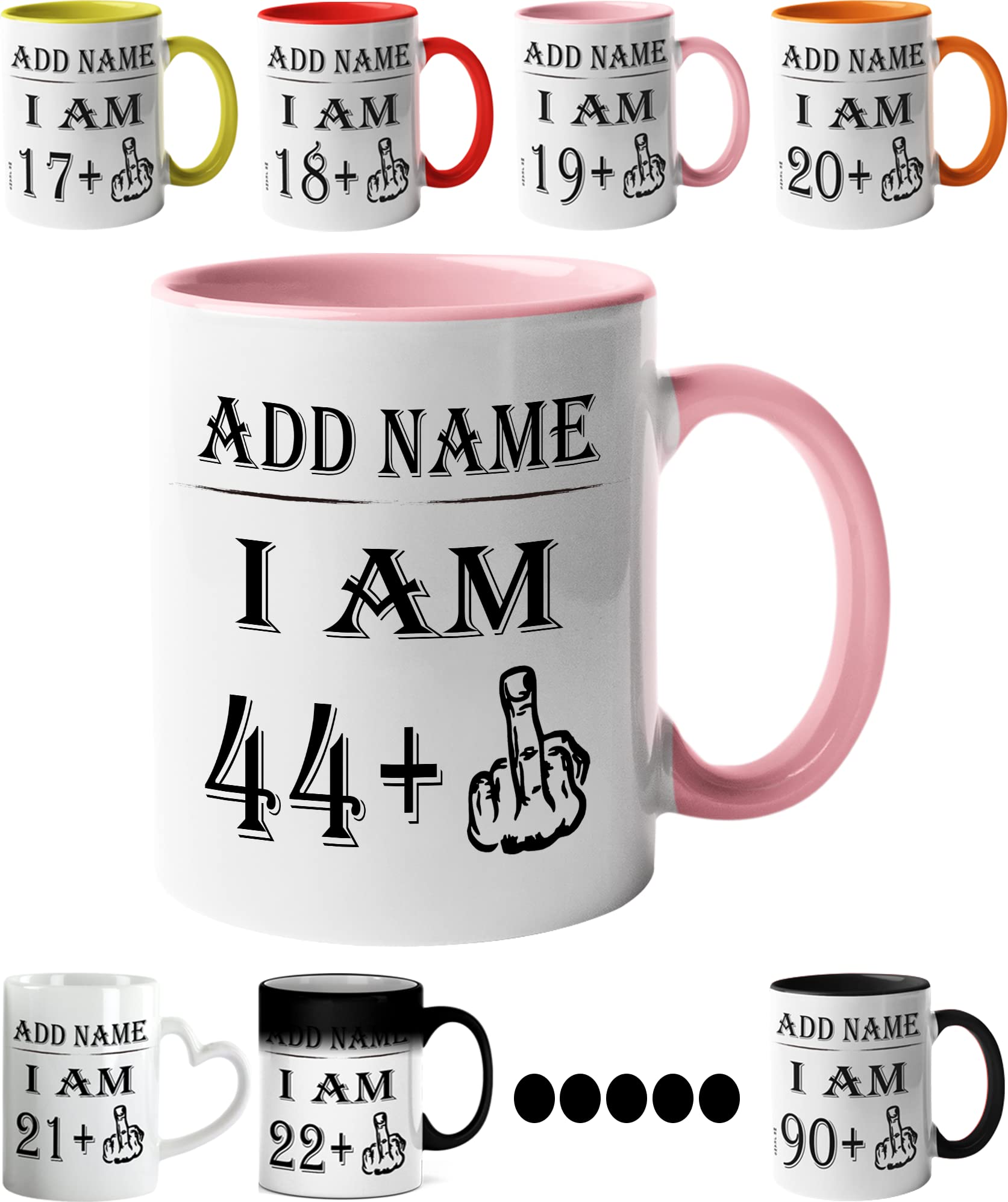 Mr Jeans LTD 45th Birthday Funny Mug - Personalised Mug/Cup - Add Name - I am 44 Plus one Coffee Mug Gag Party Idea as a Joke Celebration Forty Adult Mug