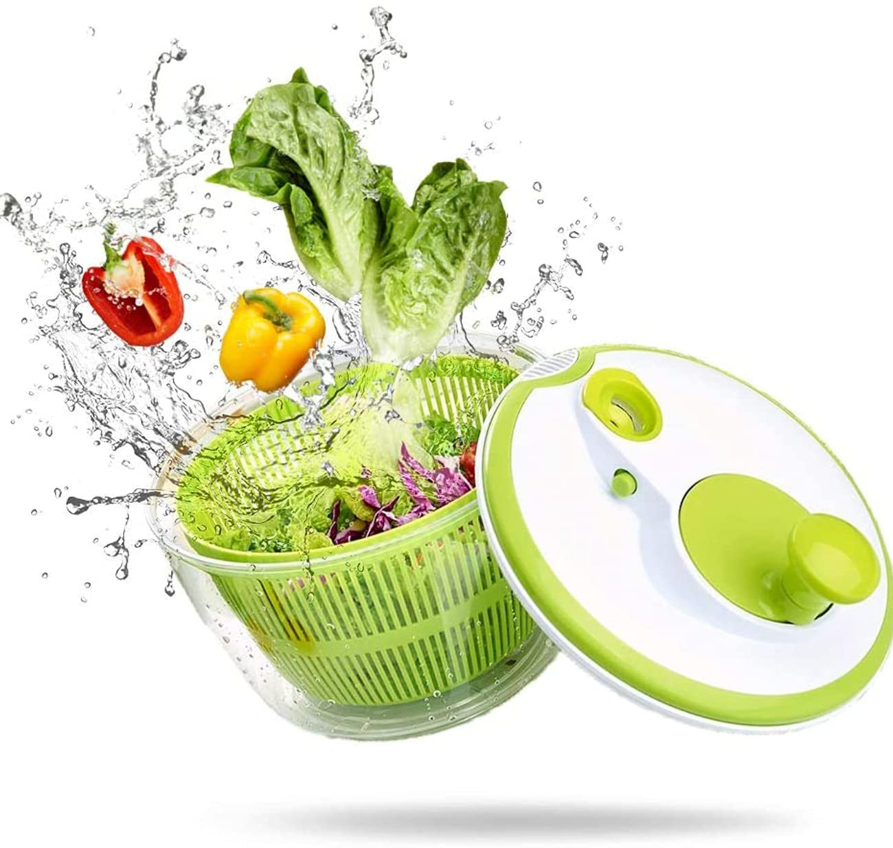 KG Salad Spinner Large 5 L Fruits and Vegetables Dryer Quick Dry Design BPA Free Dry off and Drain Lettuce and Vegetable with Ease for Tastier Salads and Faster Food Prep