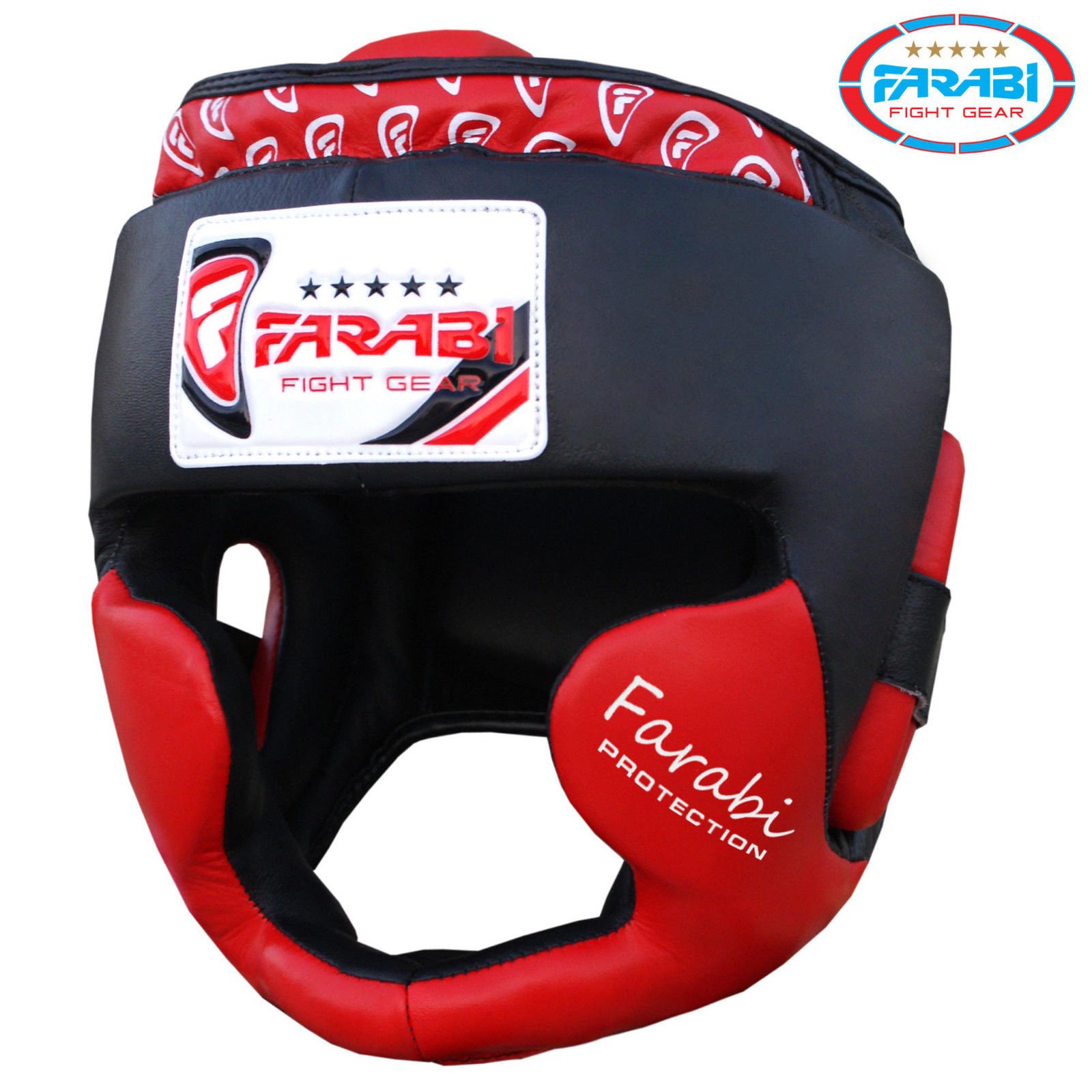 Farabi Sports Boxing headguard Real Leather Sparring Gear MMA Muay Thai Kickboxing Training Punch Head Gear (Large/X Large, Red)
