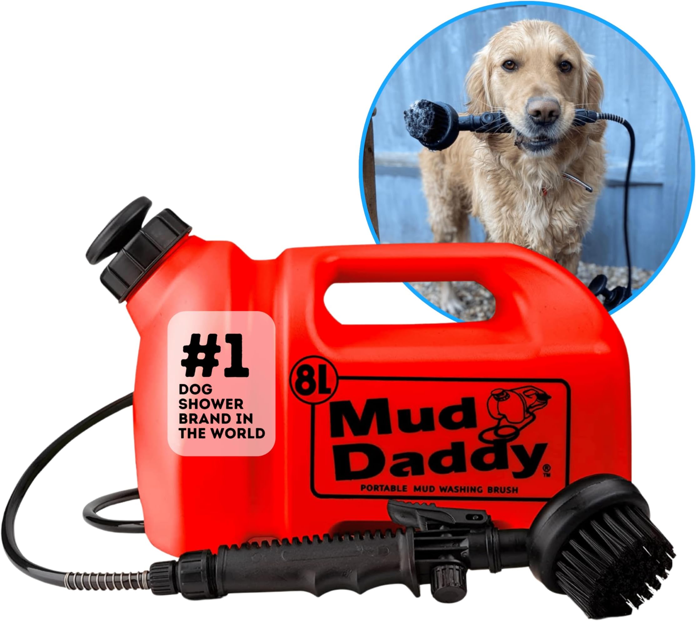 8 Litre Mud Daddy Portable Pet Washing Device | Muddy Walks | Pet Cleaning | Grooming | Red